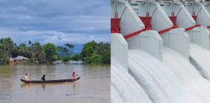 কাপ্তাই হ্রদের পানি বিপৎসীমার কাছাকাছি, প্লাবিত নিম্নাঞ্চল; পানির নিচে ঝুলন্ত সেতু