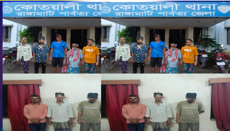 রাঙামাটিতে পুলিশের বিশেষ অভিযানে মাহাবুবসহ ৮ জন গ্রেপ্তার, ইয়াবা উদ্ধার